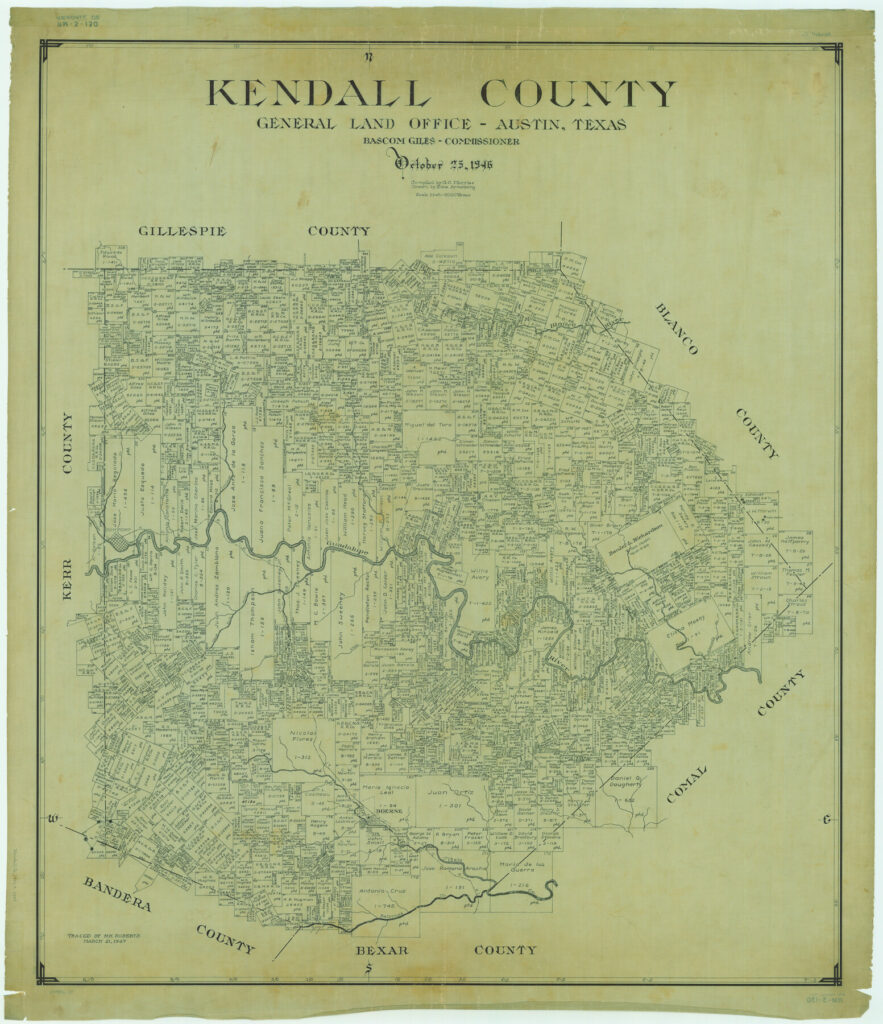 Kc1946 - the Kendall Gentleman 1946 Map of Kendall County from the Texas General Land Office