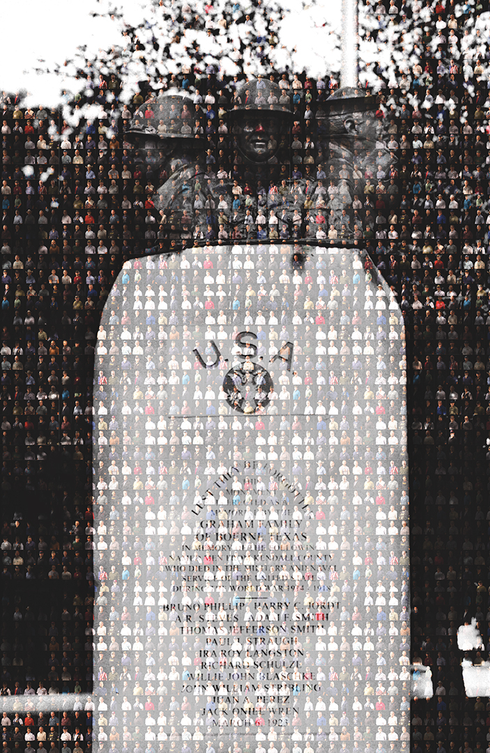 Composite Image of Kendall County Veterans Forming the Veterans Park Monument in Boerne, Texas, Featured on the Kendall Gentleman November 2025 Cover.