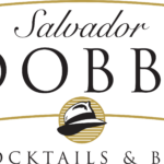 Brand Logo for Salvador Dobbs Cocktails & Bar Featuring a Gold Curved Frame and a Fedora Hat Emblem