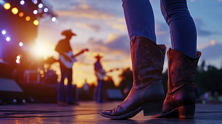 Couples Two-stepping and Dancing at a Hill Country Summer Dance