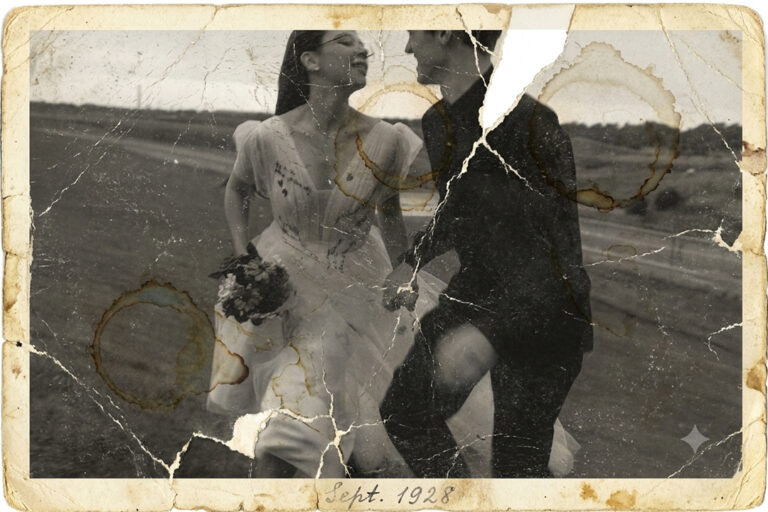 Vintage Wedding Photograph Symbolizing Decades of Enduring Marriage