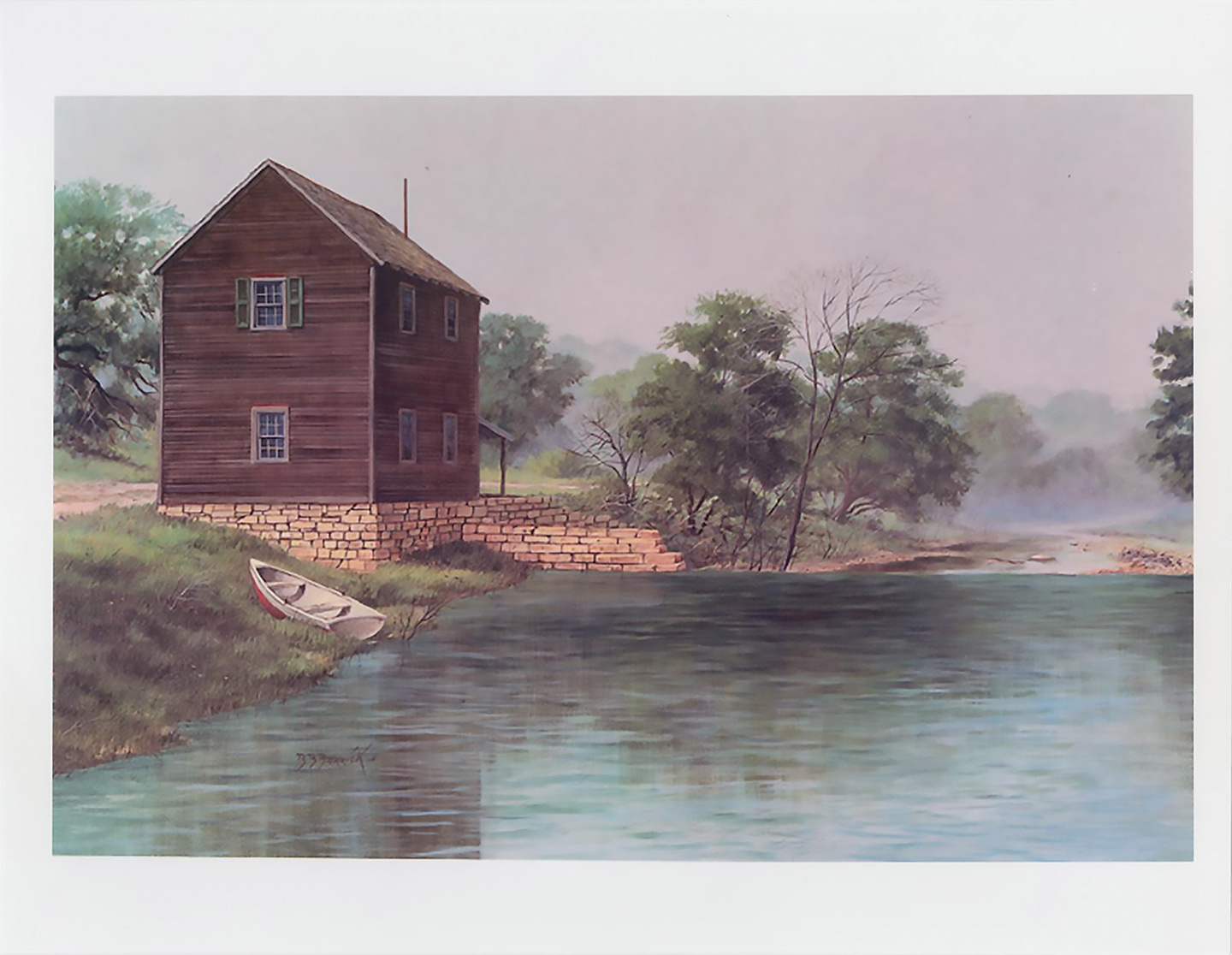 Painting of the Dietert Mill, a Two-story Wooden Building on a Stone Foundation Beside Cibolo Creek, Circa 1860